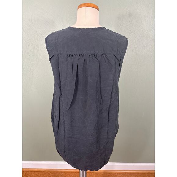Unsubscribed Tunic Top Women's Small Black Silk Button Front Lightweight Flowy - Picture 10 of 10